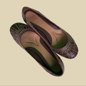 Brown Woven Leather Nurture Ballet Flats